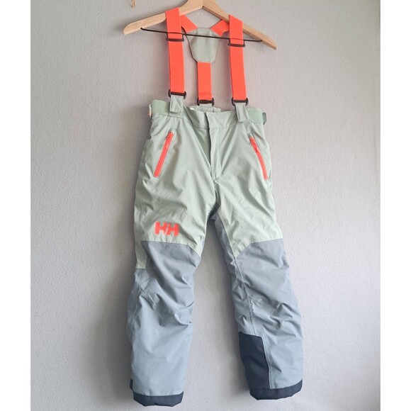 Helly Hansen Jr. No Limit Bib Ski Pants Youth 8 Gray Waterproof Insulated Girls - Picture 1 of 12